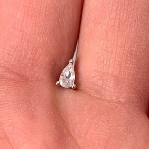 COPY - Sterling Silver Crystal Tear Drop Cartilage Earring - Picture 3 of 3